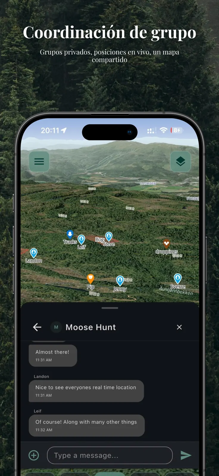 CoHunt - Coordinación de grupo con posiciones en tiempo real