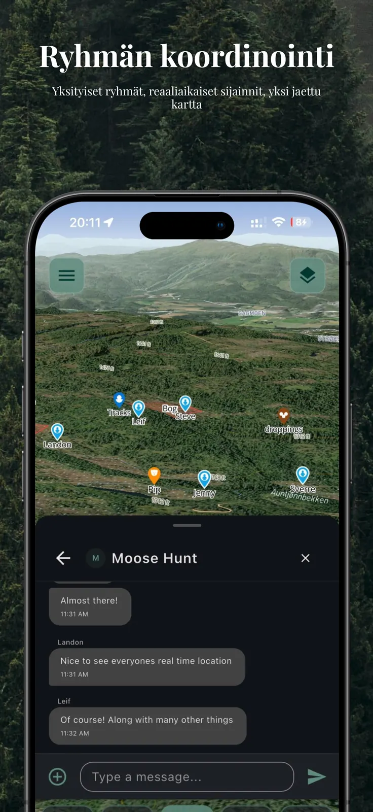 CoHunt - Ryhmän koordinointi ja reaaliaikaiset sijainnit